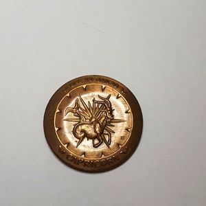 c RARE VINTAGE ZODIAC CAPRICORN BRASS COIN TOKEN SIGN